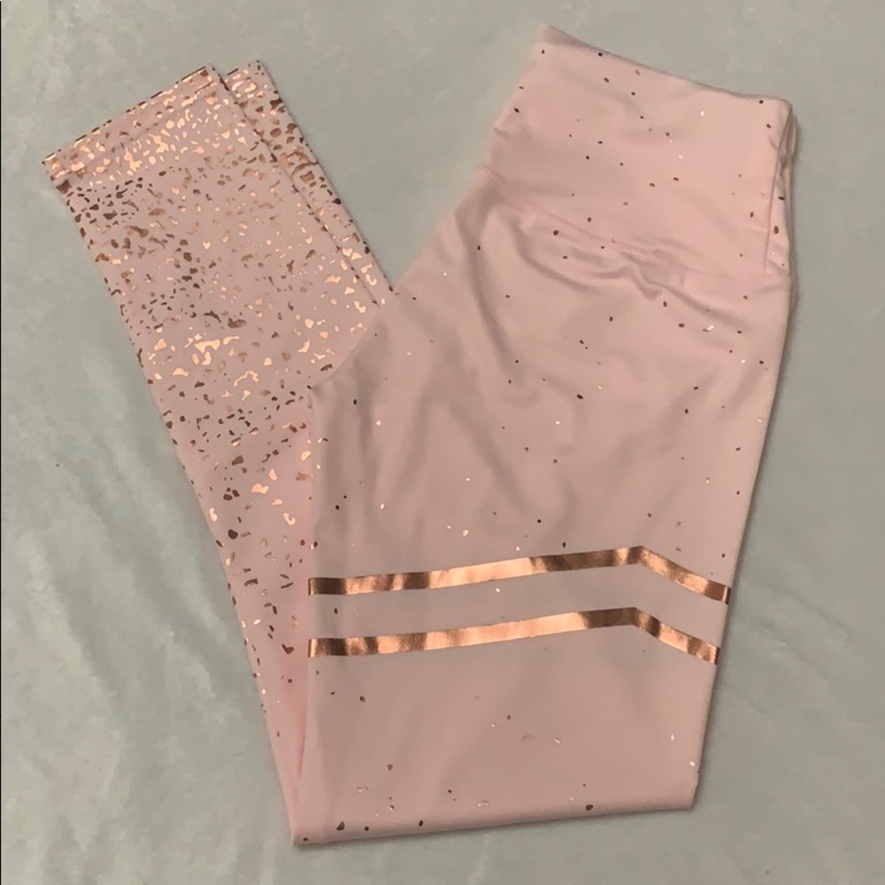 Pink Leggings with Gold detail